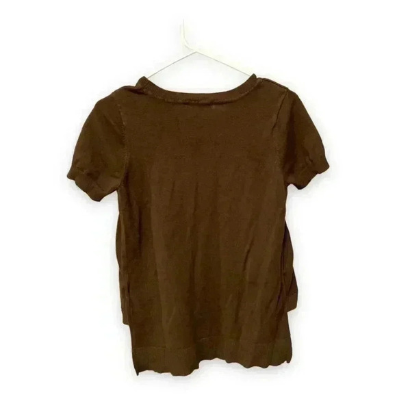 Michael Kors Short-Sleeve Olive Green with Gold Detail Sweater - Picture 8 of 10